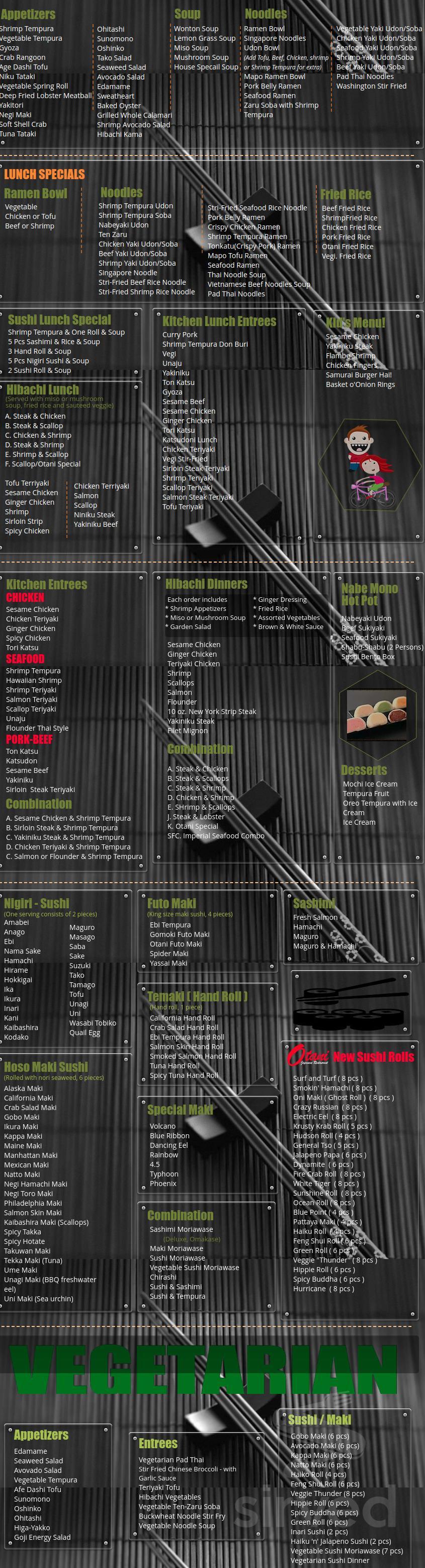 Otani Japanese Restaurant menu in Mayfield Heights, Ohio