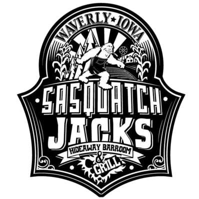 Sasquatch Jacks Hideaway Barroom & Grill Logo in Waverly, Iowa