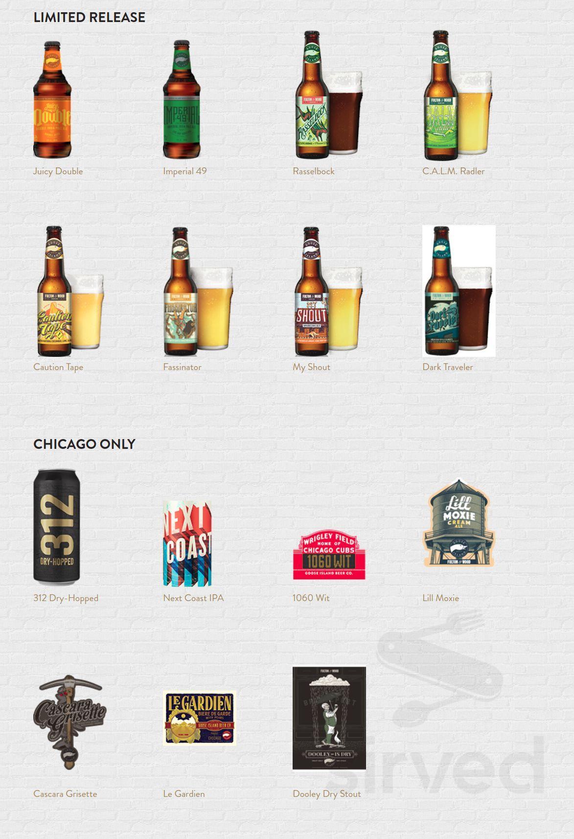 Goose Island Brewhouse menus in Chicago, Illinois, United States
