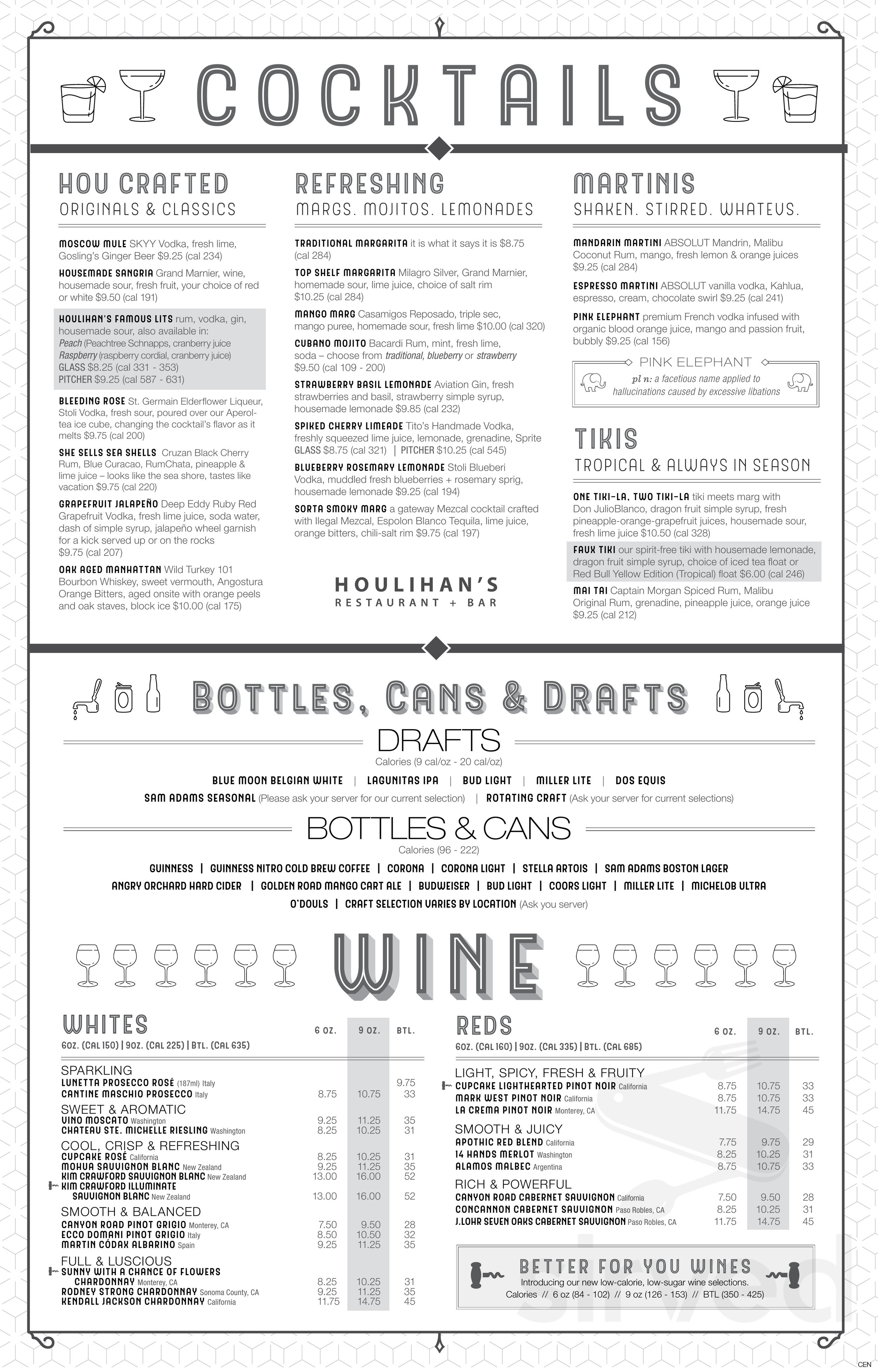 Houlihan's menu in Lee's Summit, Missouri, USA Houlihan's menu in Lee's Summit, Missouri, USA