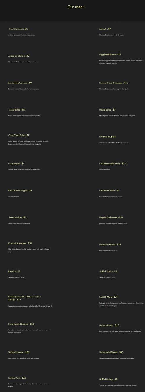 Caetanos Cucina menu in Kenilworth, New Jersey, USA