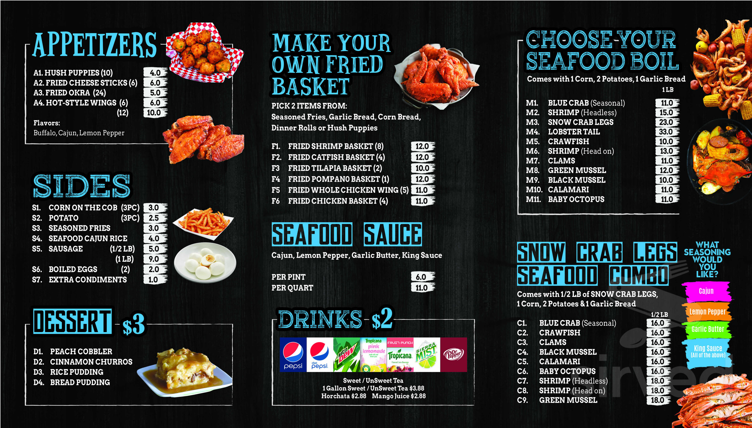 Captain King's Seafood City menus in Memphis, Tennessee, United States