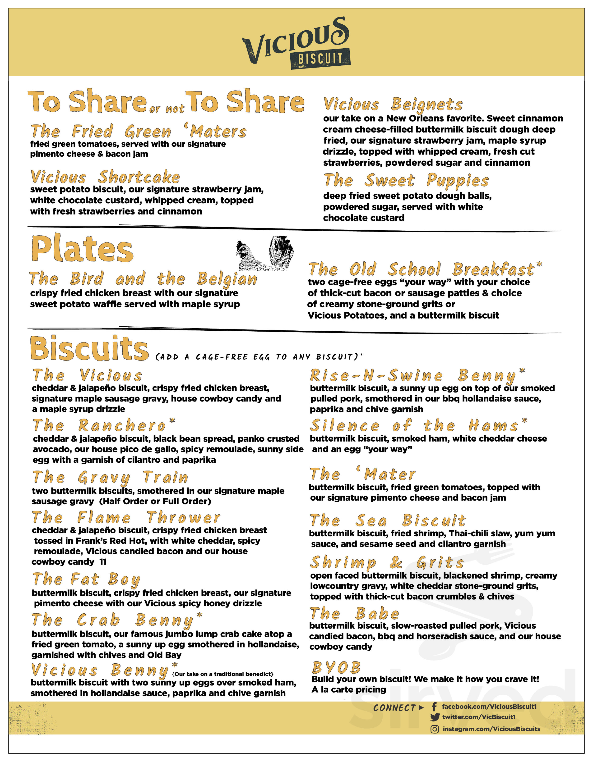 Vicious Biscuit Mount Pleasant menu in Mt Pleasant, South Carolina, USA