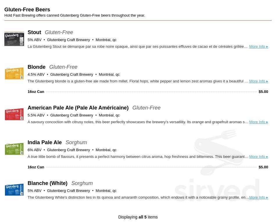 Hold Fast Brewing menu in Springfield, Missouri, USA