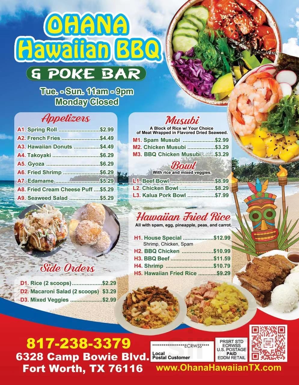 Ohana Hawaiian BBQ & Poke Bar menu in Fort Worth, Texas, USA
