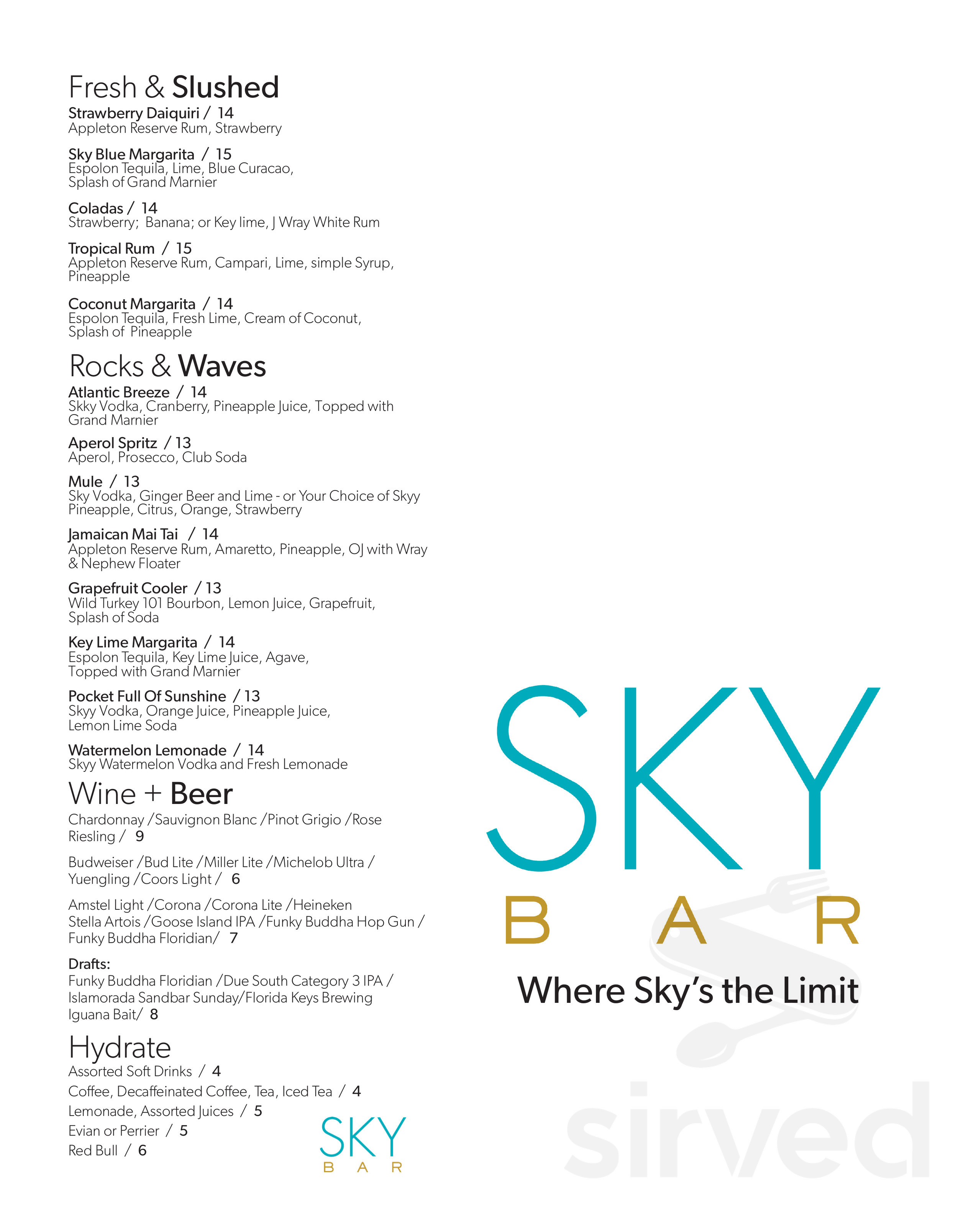 Menu For SKY Bar In Fort Lauderdale FL Sirved menu-for-sky-bar-in-fort-lauderdale-fl-sirved