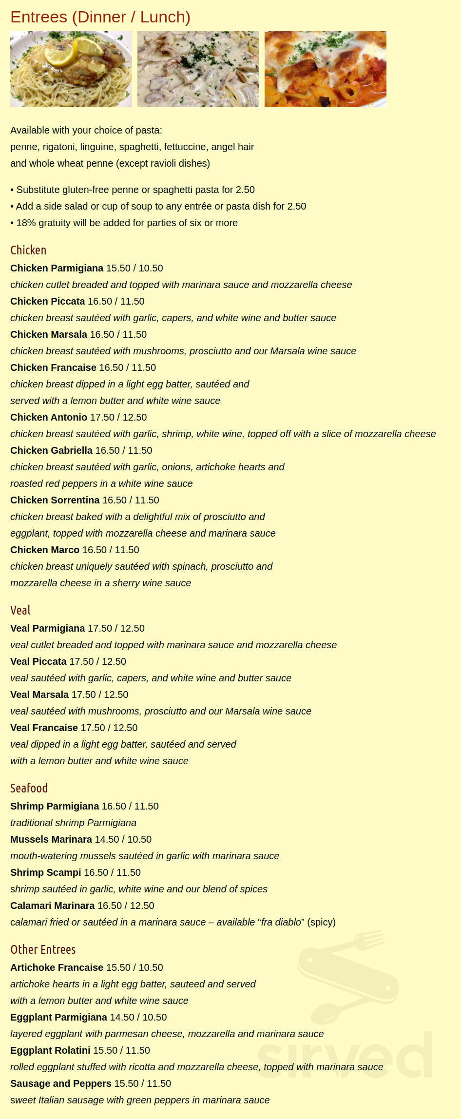 Antonio's Pizza And Pasta menu in Wilmington, North Carolina, USA