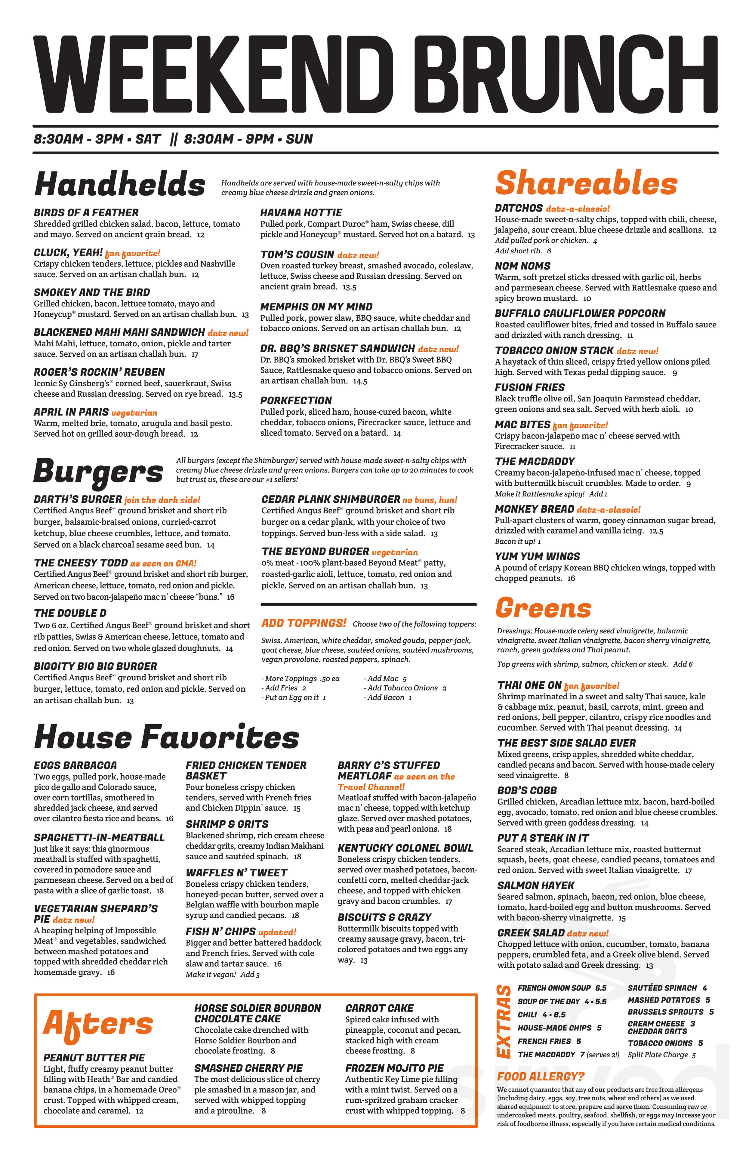 Menu - Riverview FL's Datz - Riverview | Sirved
