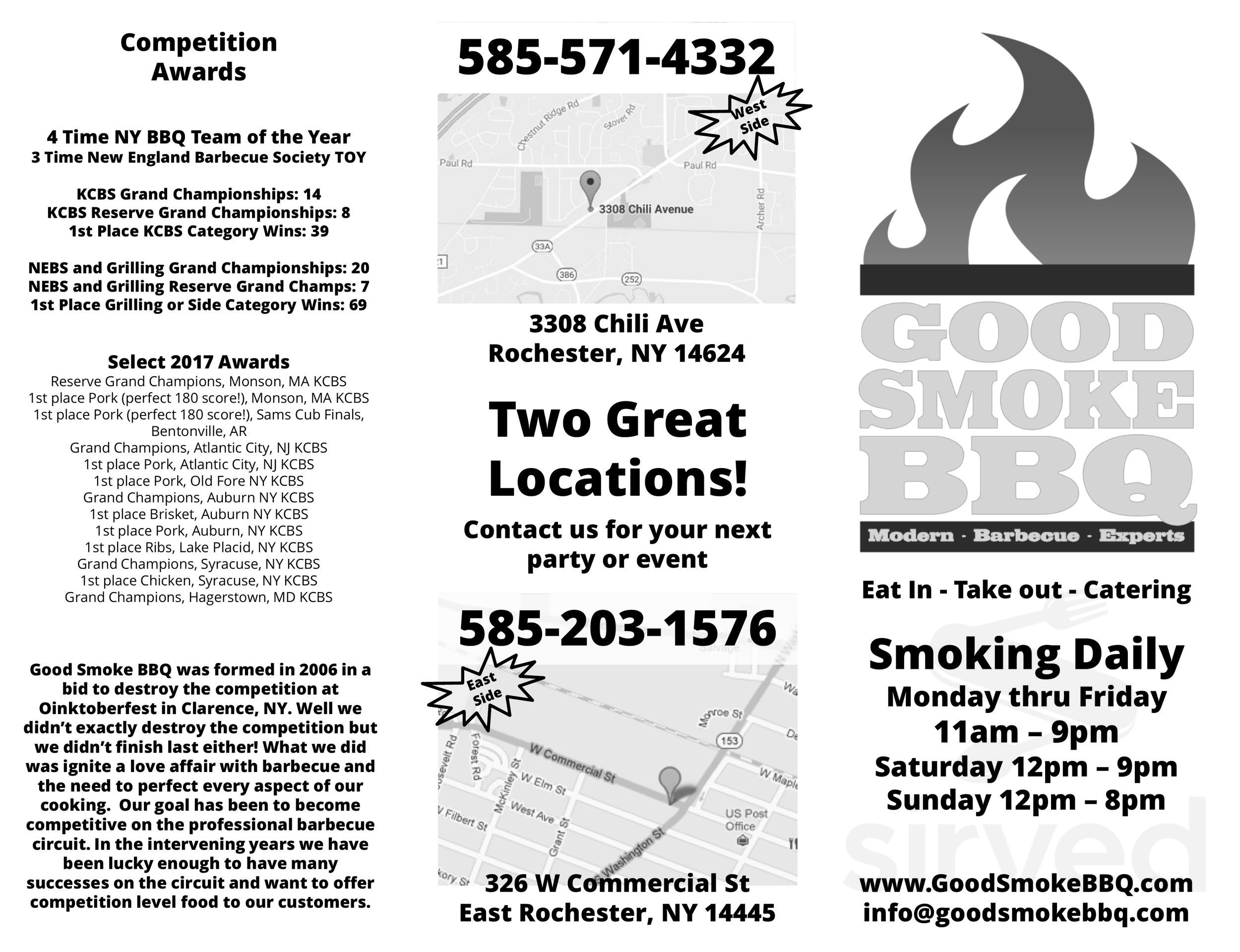 Good Smoke BBQ &amp; Pub menus in East Rochester, New York, United States