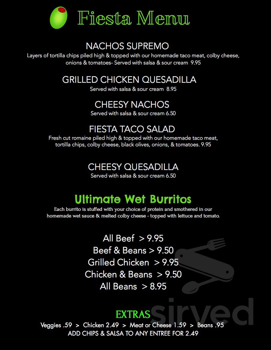 Menu for Olivera's Restaurant in Ionia, Michigan, United States