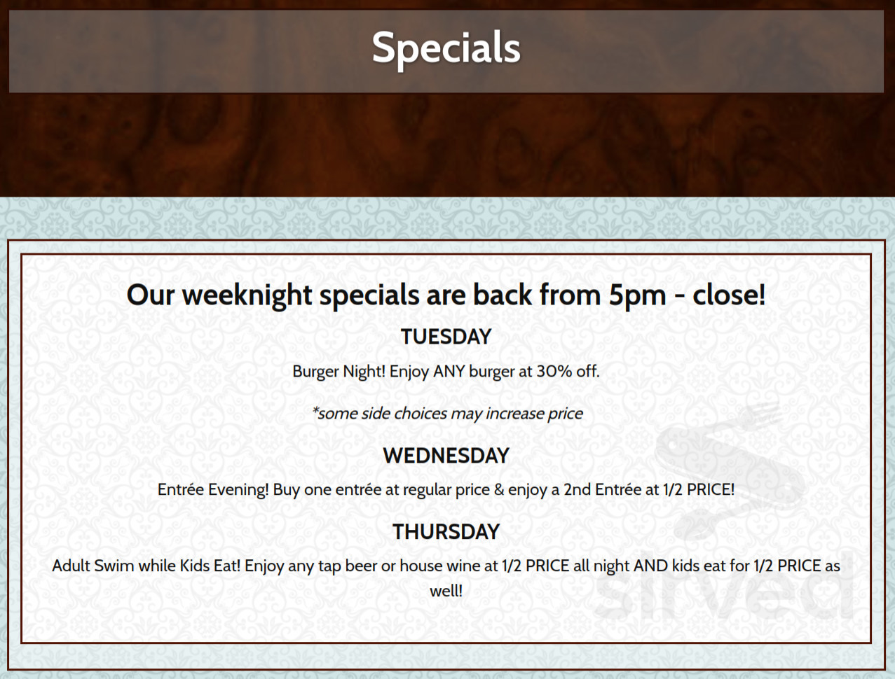 Kaladi's Bistro menu in Sioux Falls, South Dakota, USA