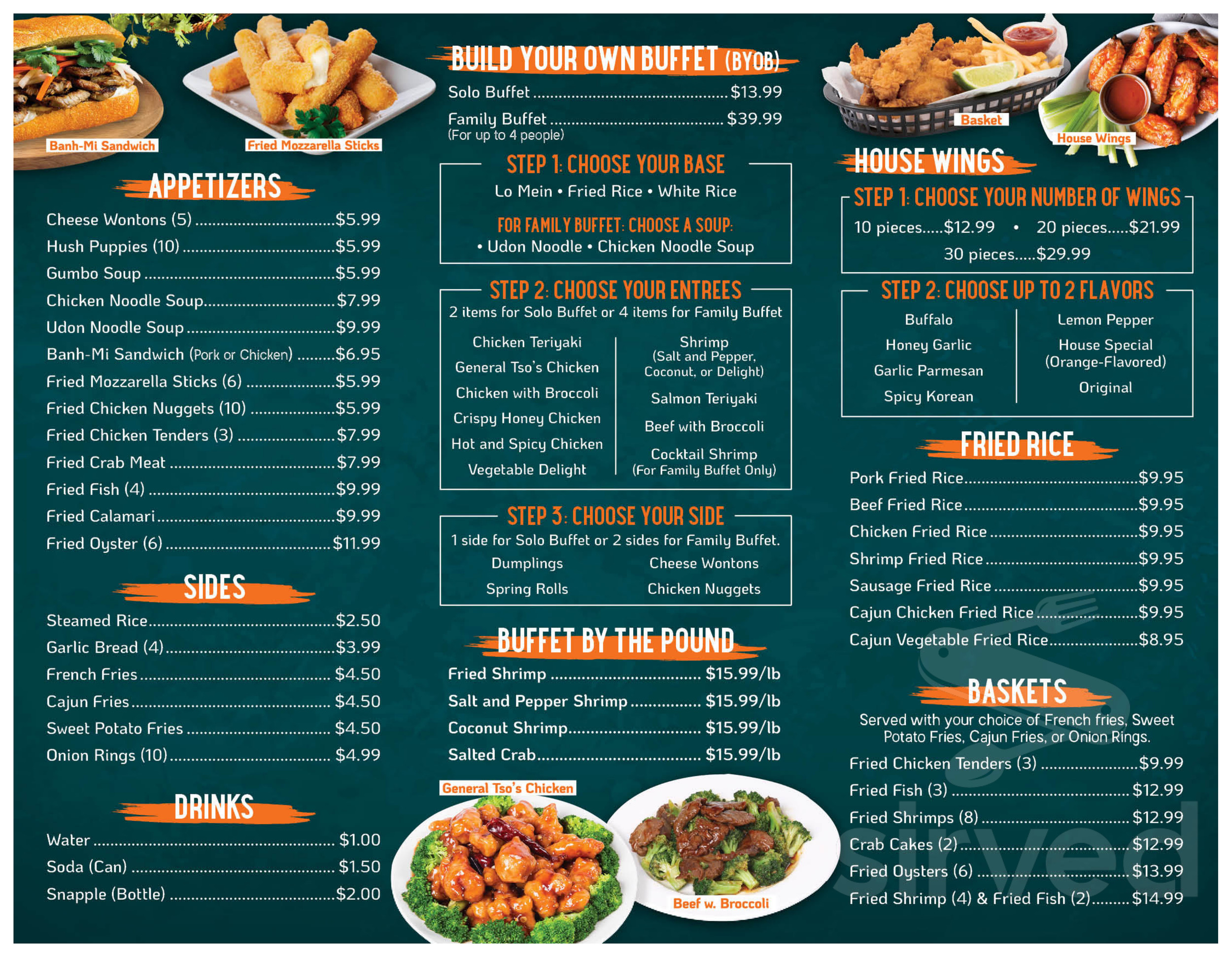 Menu - Queens NY's Queens Buffet & Cajun Seafood | Sirved