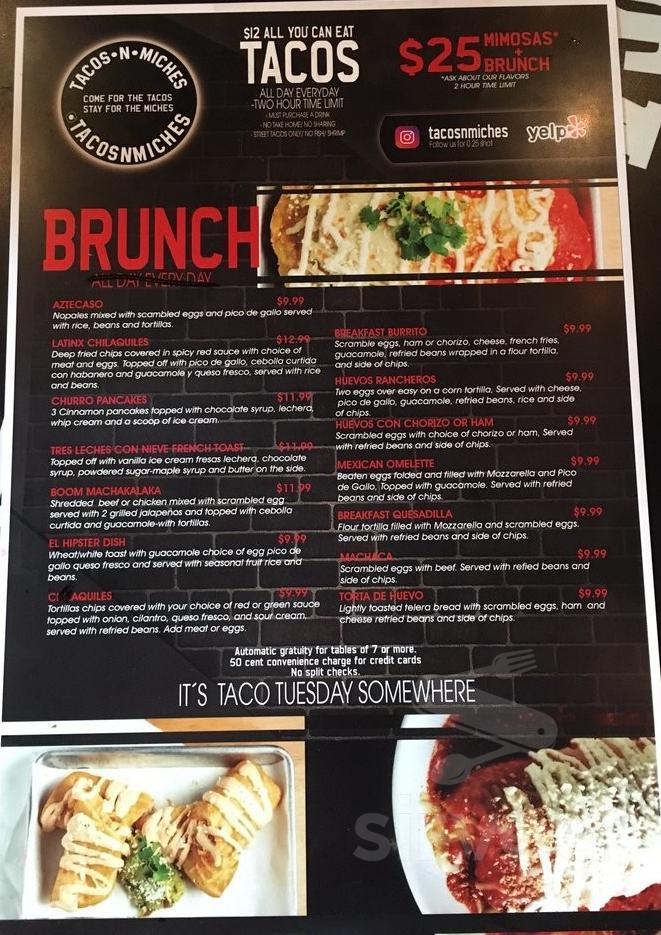 Tacos N Miches menu in Downey, California, USA