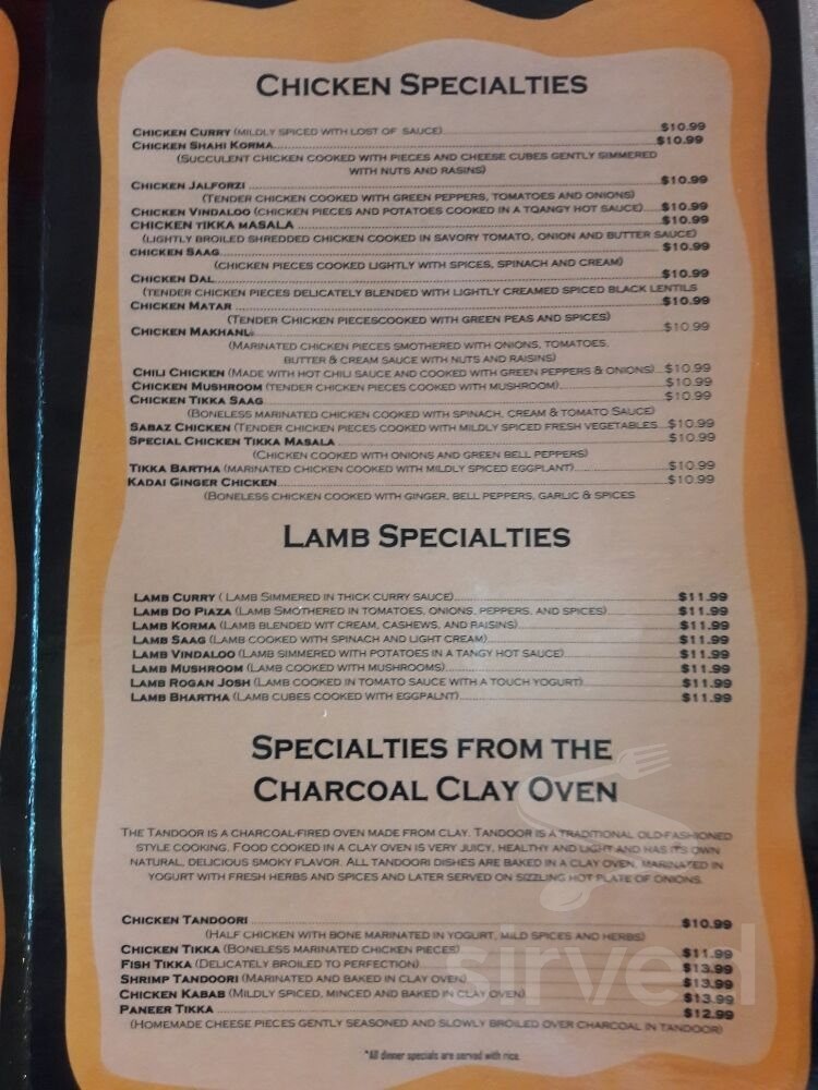 Desi Spice Indian Cuisine menu in Batavia, Ohio, USA