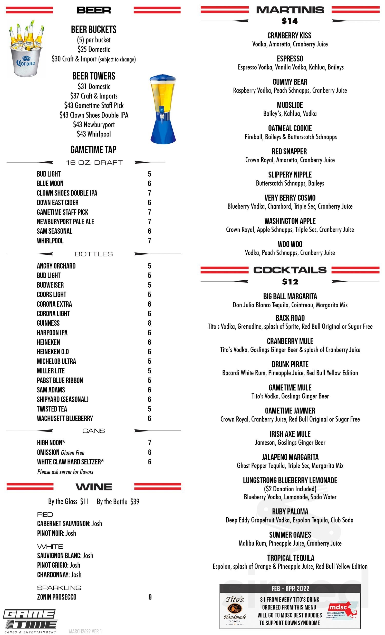Gametime Lanes & Entertainment menus in Amesbury, Massachusetts, United ...