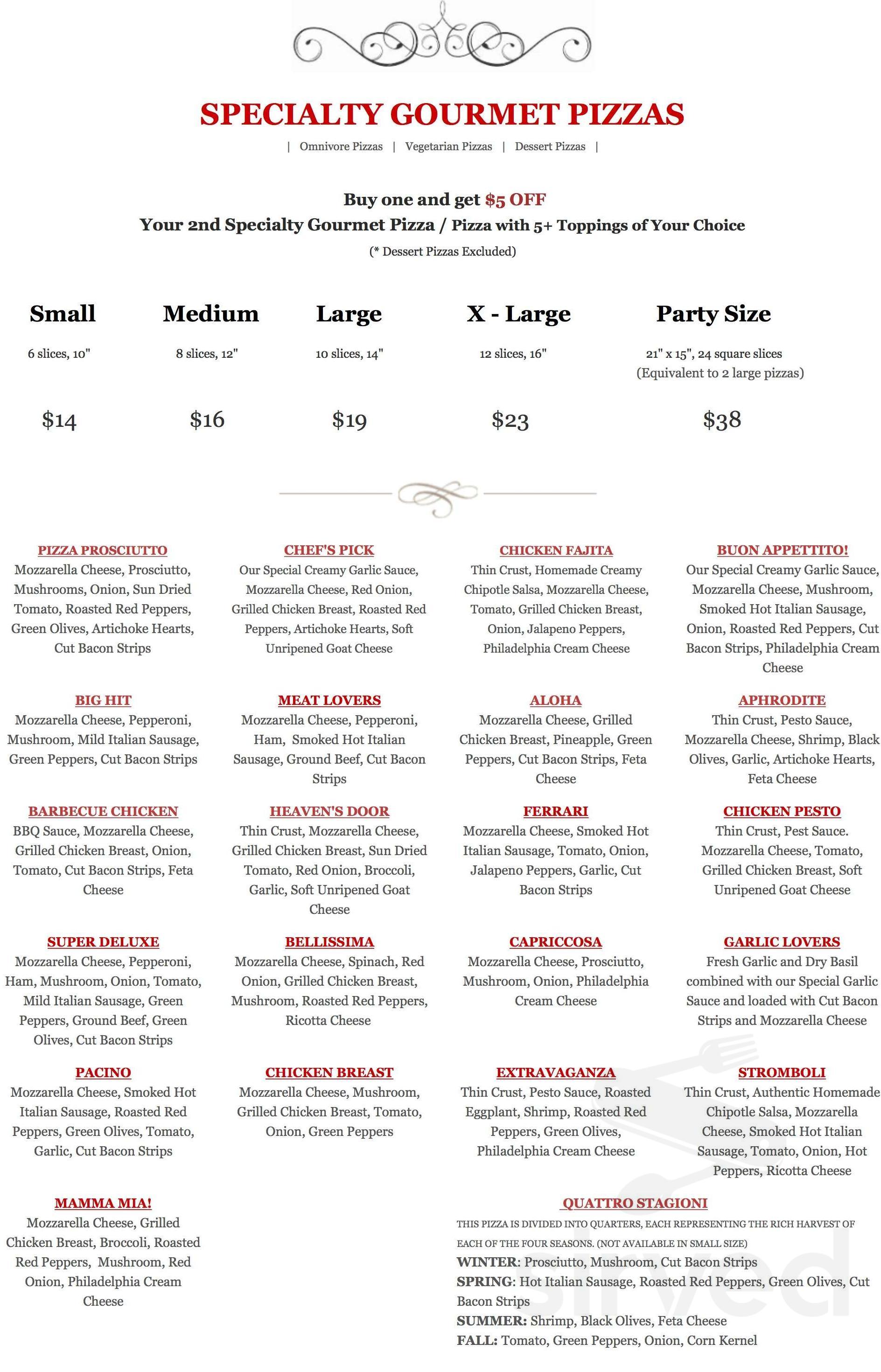 Pizza Prosciutto menu in Kitchener, Ontario