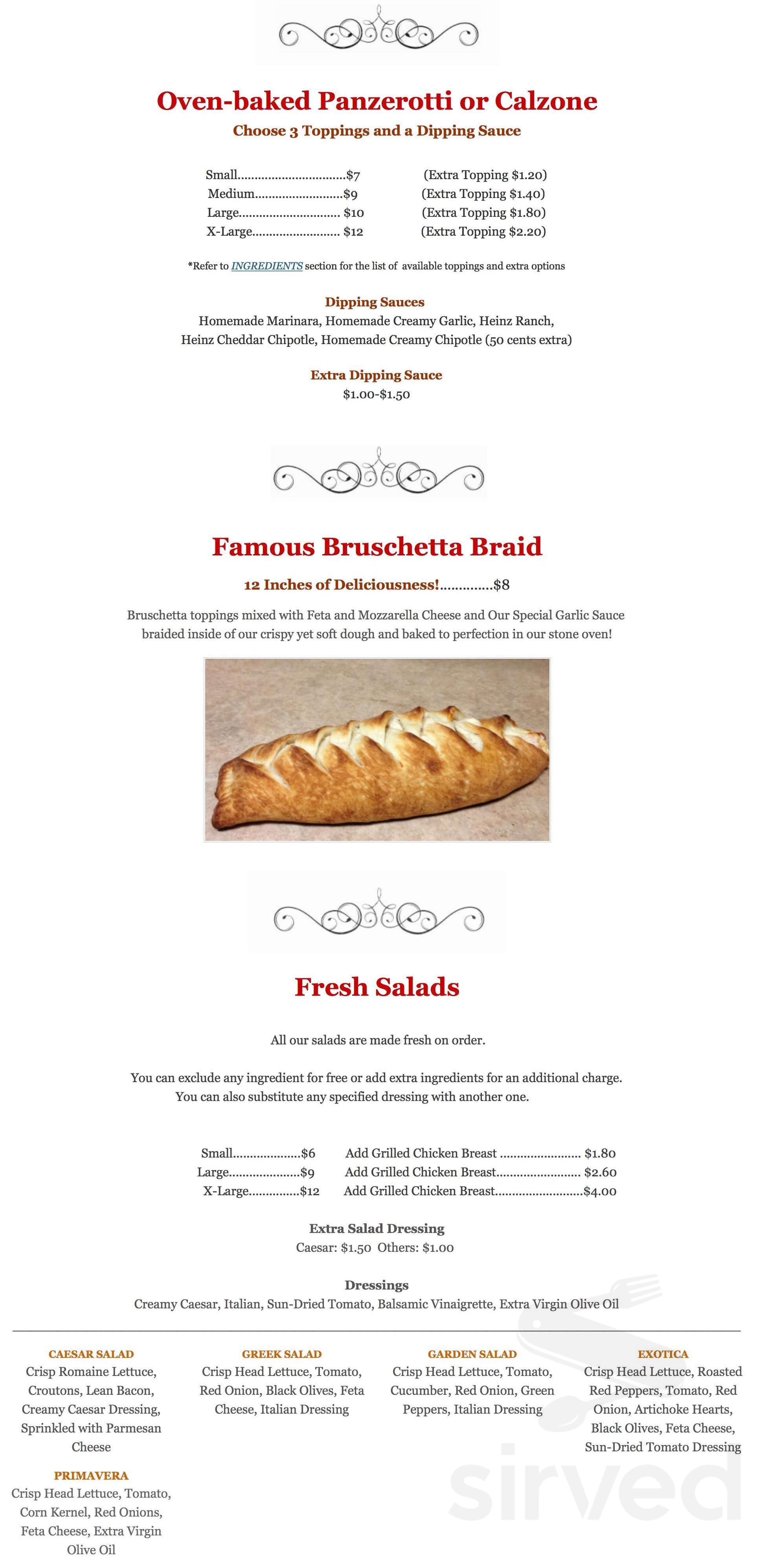 Pizza Prosciutto menu in Kitchener, Ontario