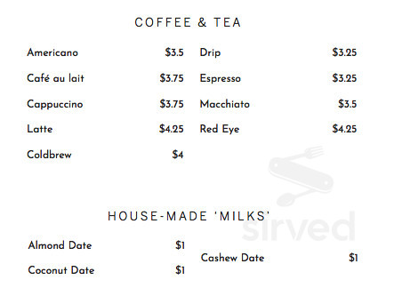 Duidough Cafe & Cookie Lab take out menu in Los Angeles, California