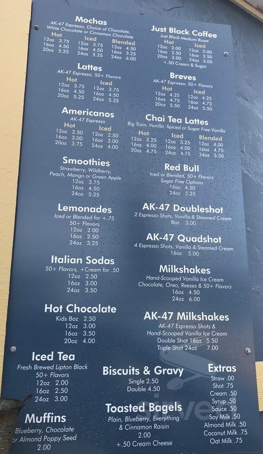 Menu for North Santiam Coffee Company in Lebanon, Oregon, United States