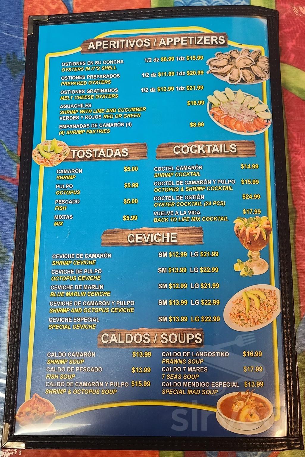 Mayas Nayarit Restaurant menu in Chicago, Illinois, USA