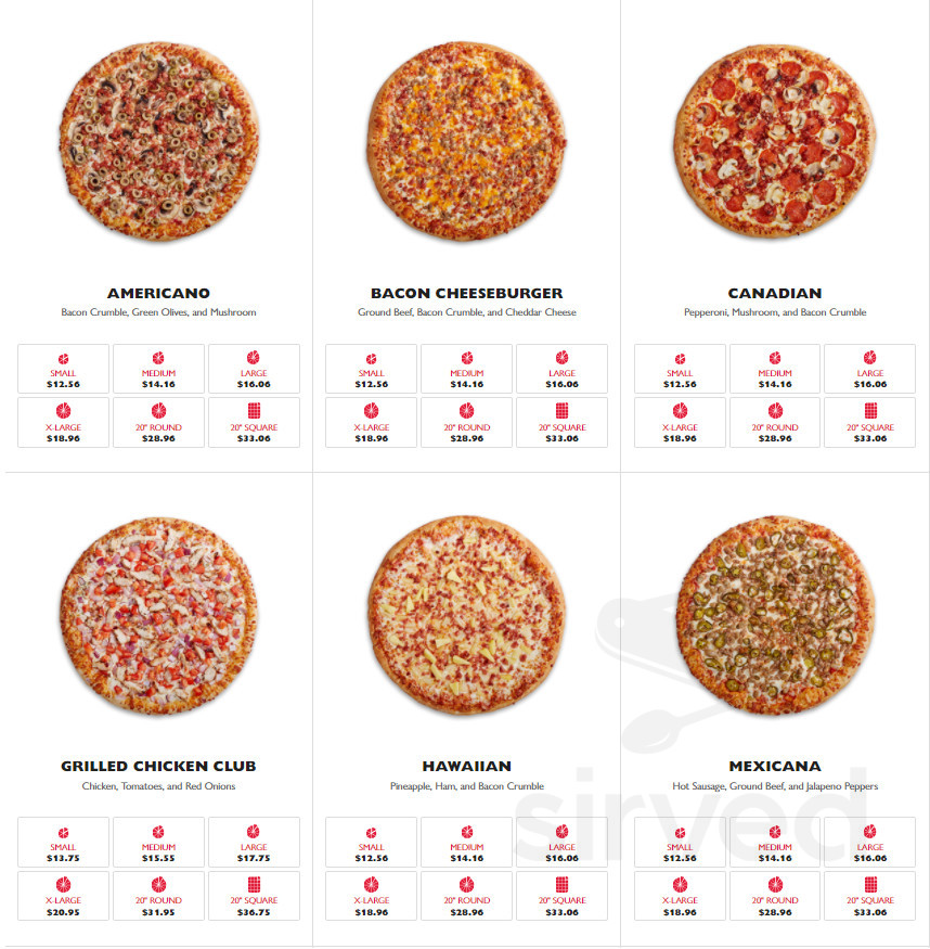 Gino's Pizza menu in Hamilton, Ontario