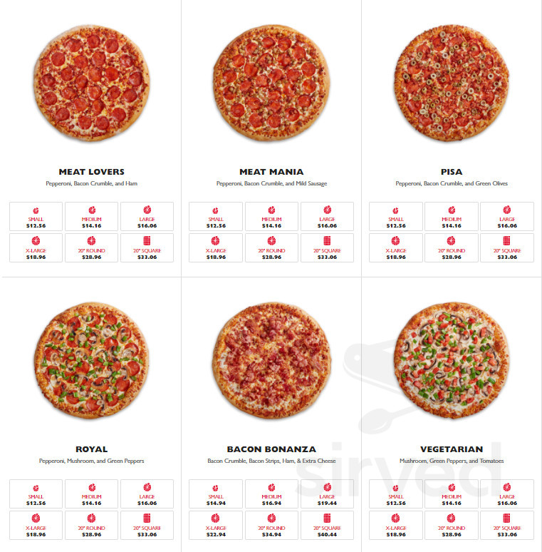 Gino's Pizza menu in Hamilton, Ontario