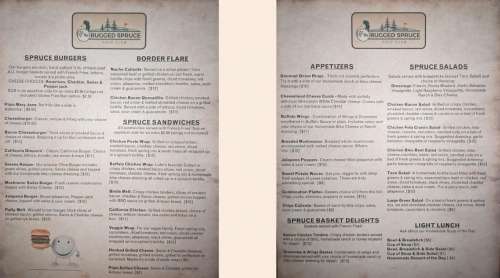 Rugged Spruce Golf Course Menu In Mahtowa Minnesota USA