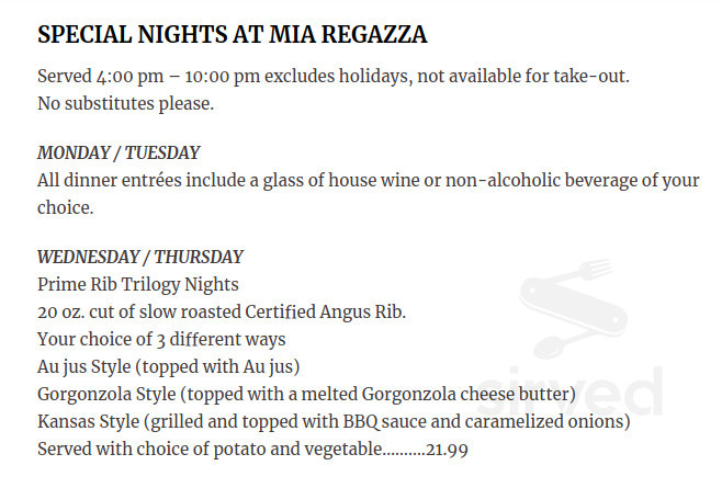 Mia Regazza menus in Abington, Massachusetts, United States