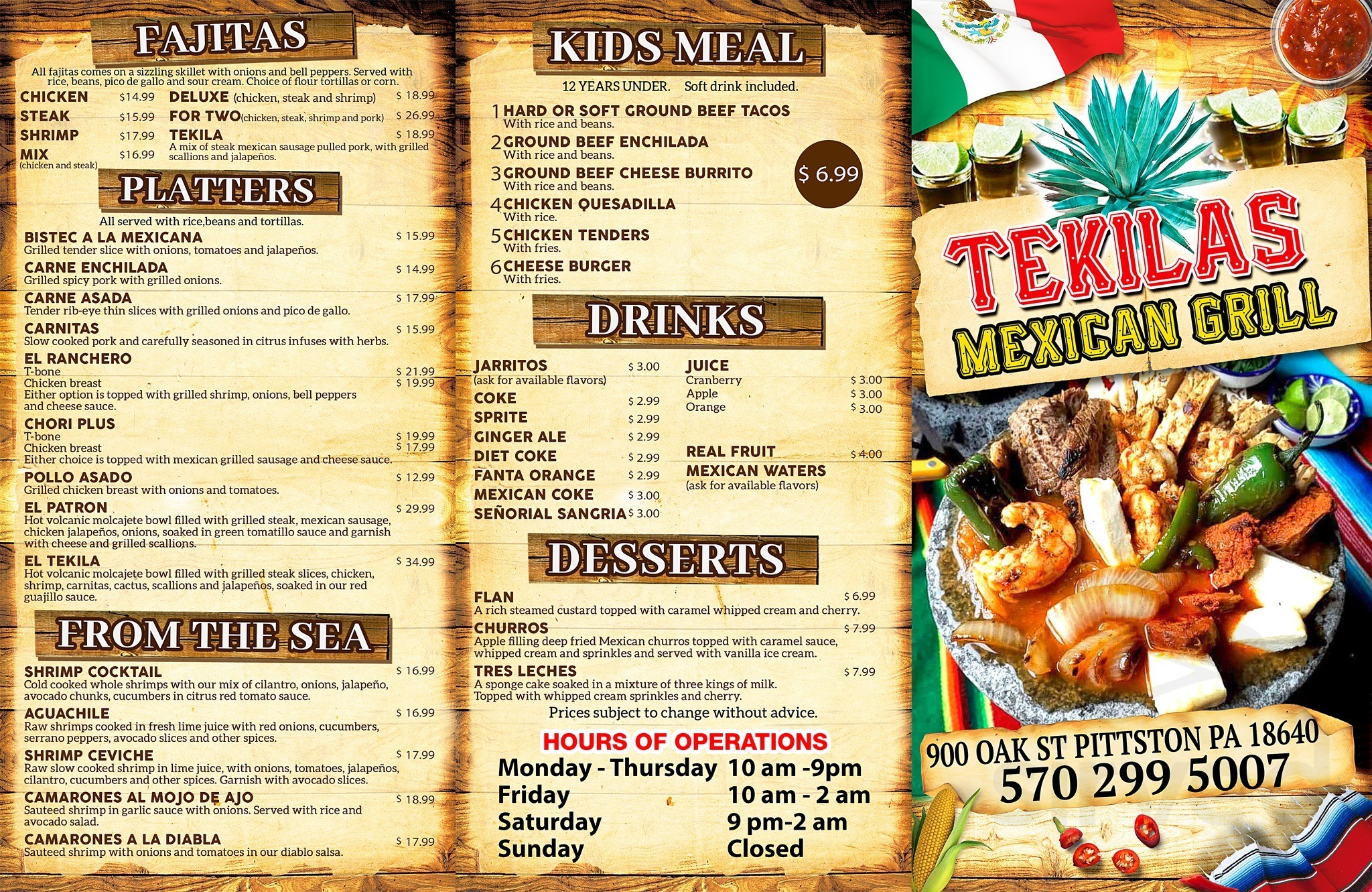 Bukanas lounge menu