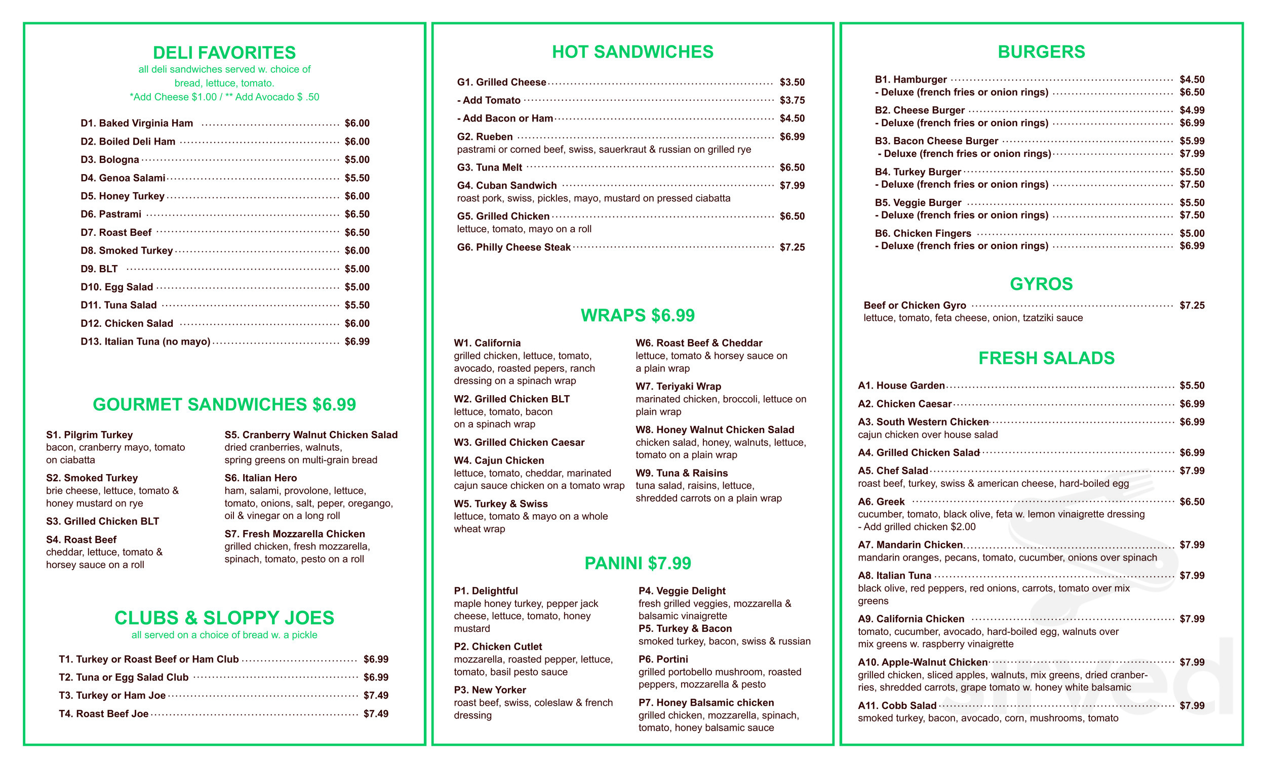 Oasis 5 Cafe menus in Roseland, New Jersey, United States