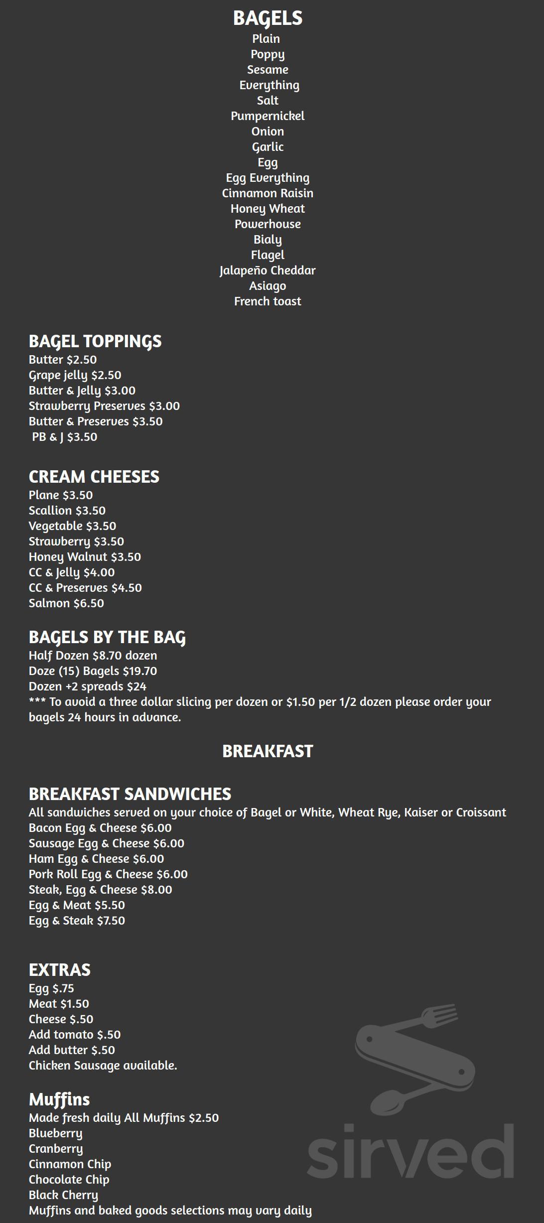 Straight From New York Bagels menu in Naples, Florida, USA