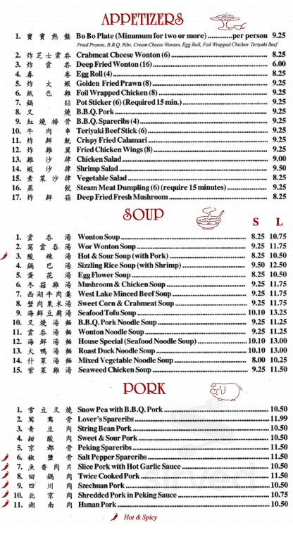 China Villa menu in Rocklin, California, USA