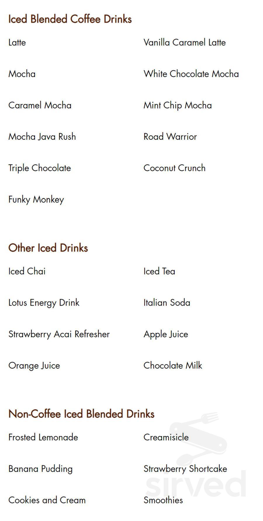 Deja Brew Coffee House menu in Raleigh, North Carolina, USA