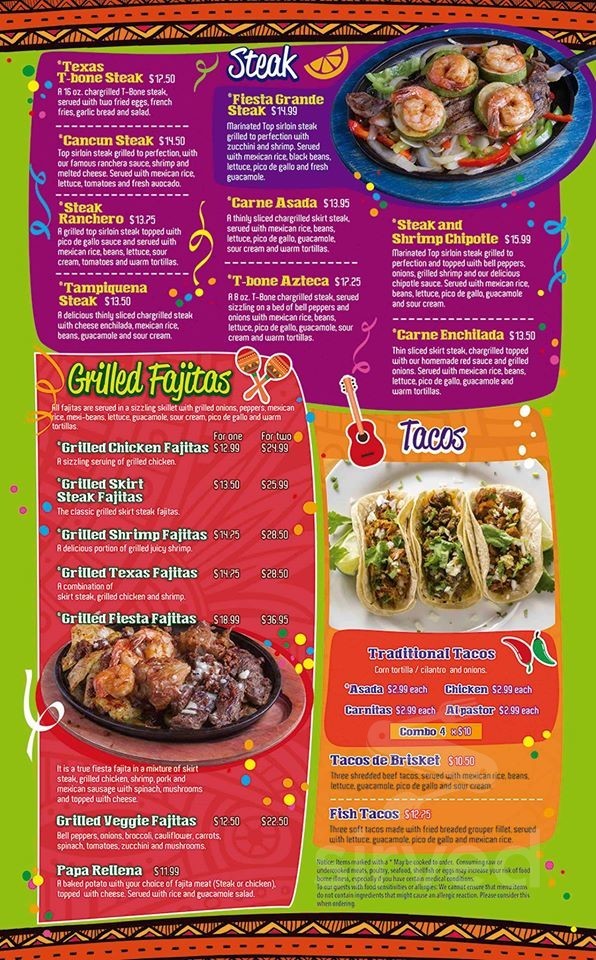 La Fiesta Grande Mexican Restaurant menu in Charlotte, North Carolina, USA