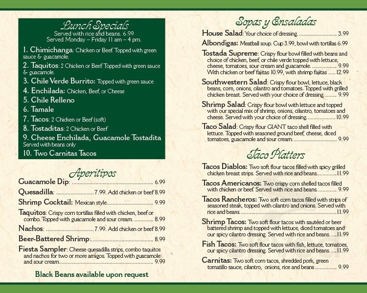 Menu for Mi Casa Restaurant in Morro Bay, CA | Sirved