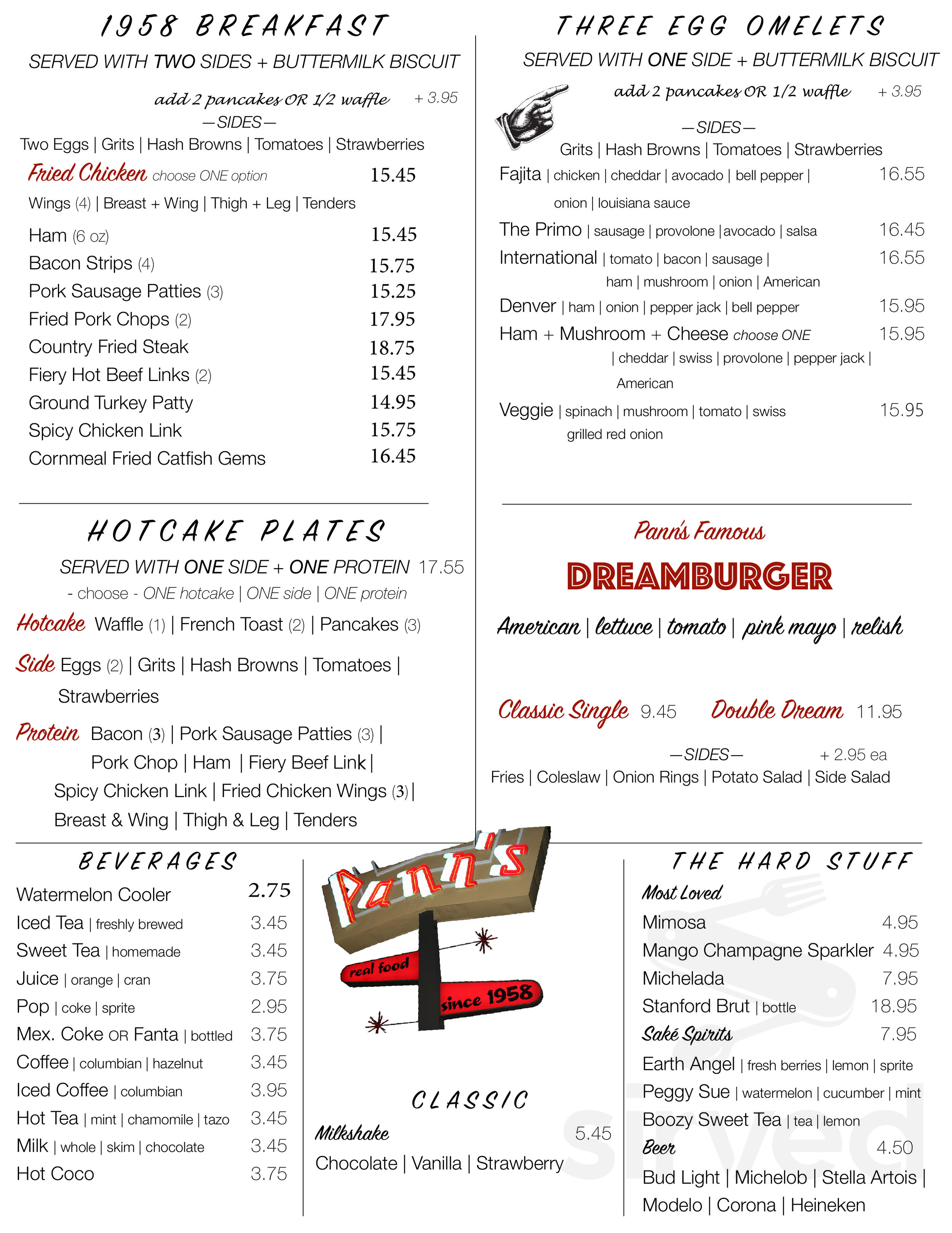 Panfish Menu Menu for Pann's Restaurant in Los Angeles, CA | Sirved