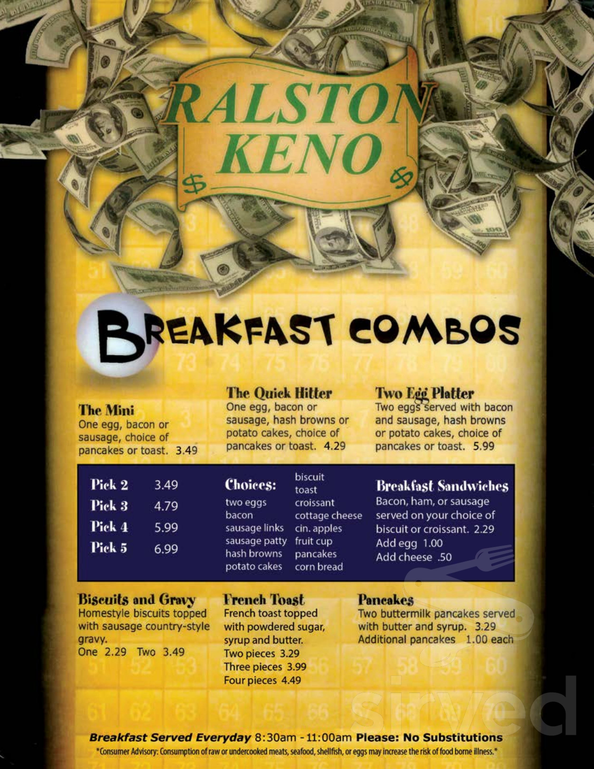 Kenos Menu Ralston Keno menu in Ralston, Nebraska, USA