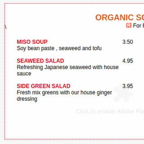 Café Ginger menu in Houston, Texas, USA