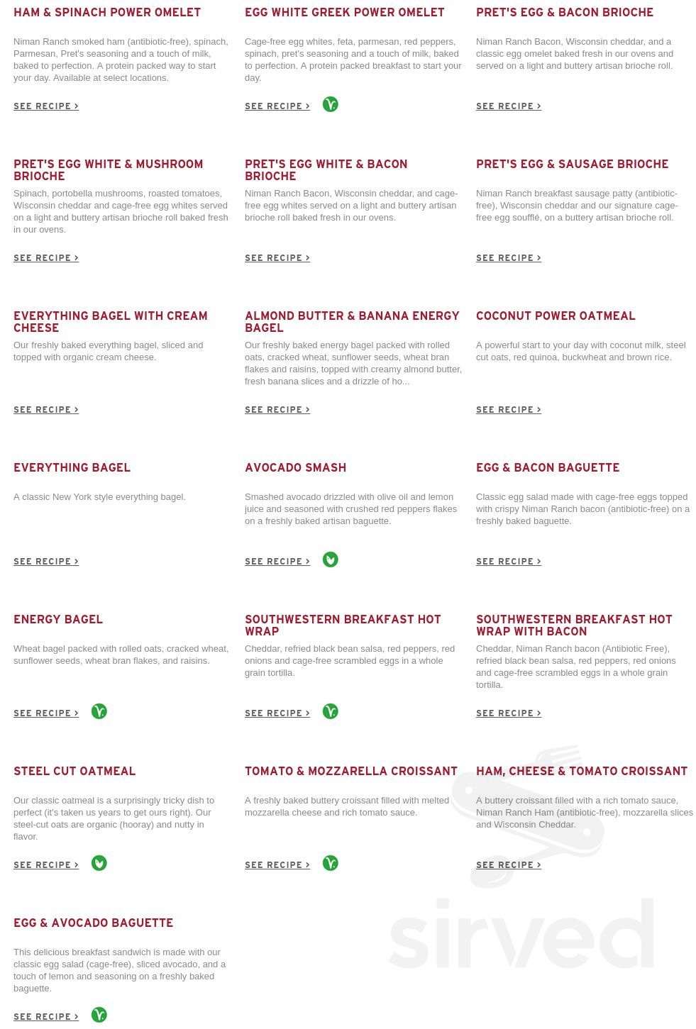 Pret A Manger menus in 1155 F St NW, Washington, United States
