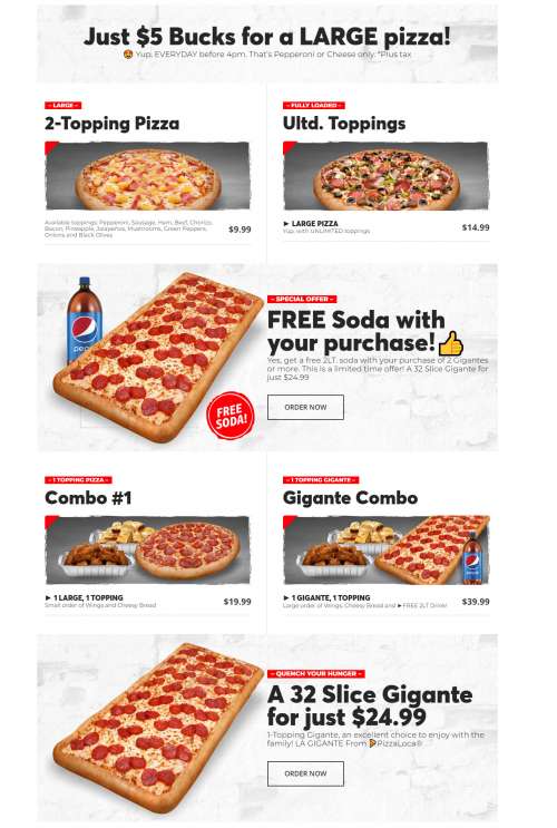 La Pizza Loca menu in Santa Ana, California, USA