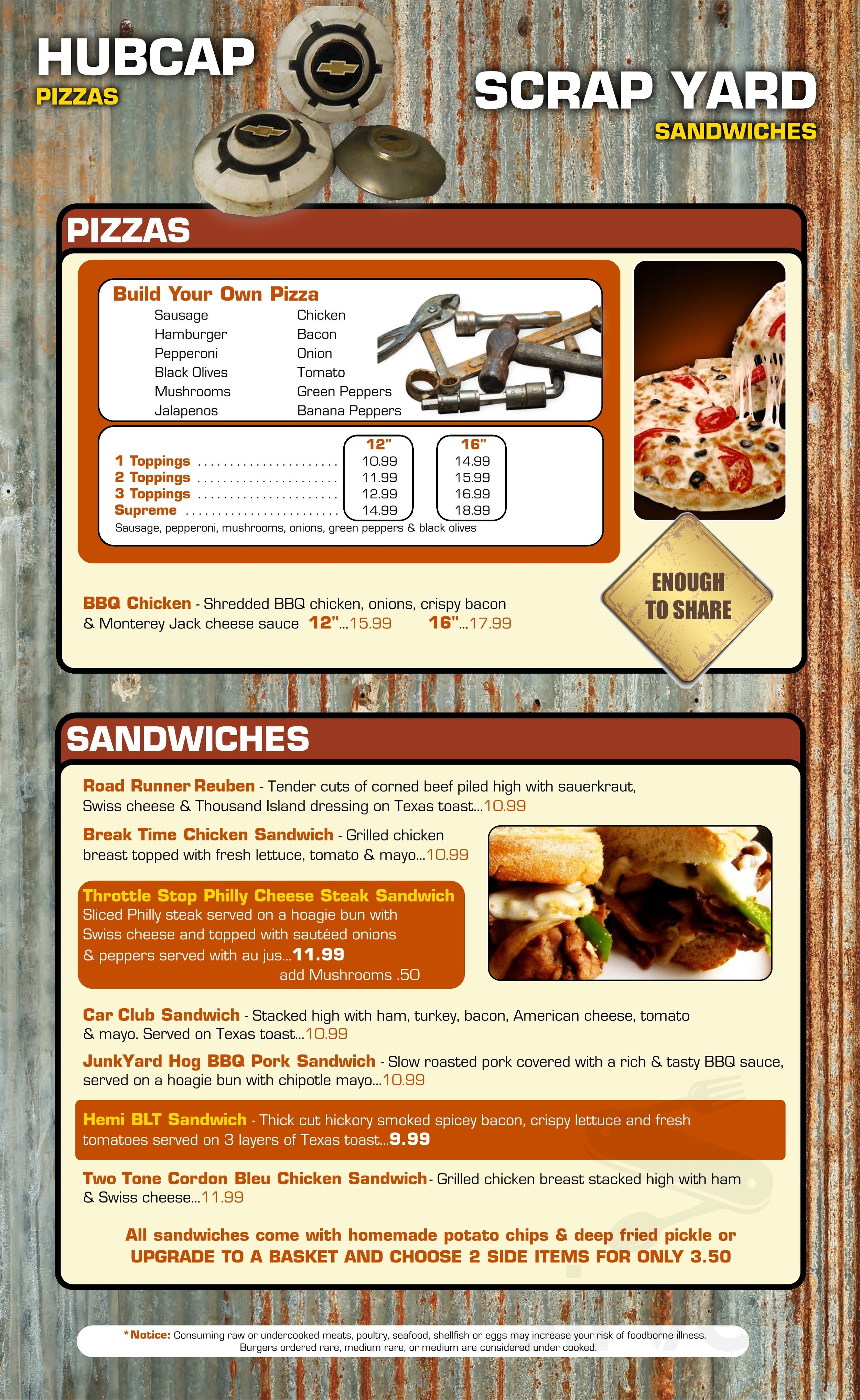 Wisconsin Bar Menu The Junkyard Bar & Grill menus in Wisconsin Rapids, Wisconsin, United ...