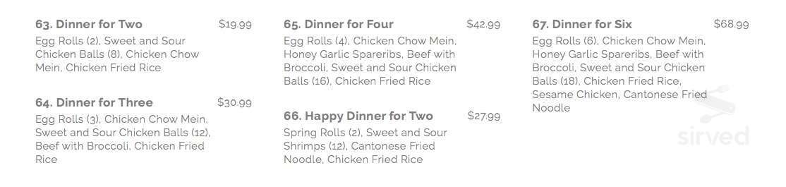 Golden Wheel Restaurant menu in Peterborough, Ontario