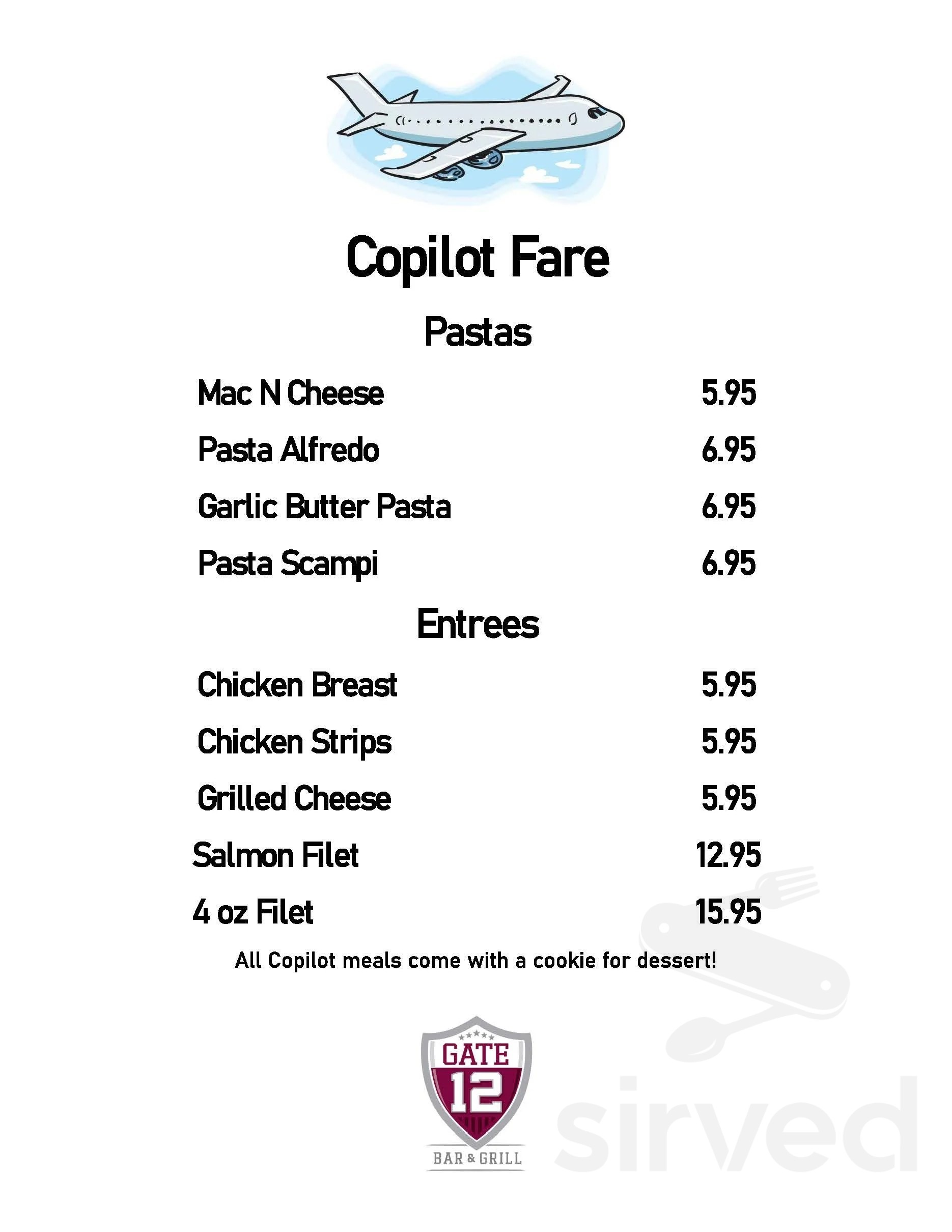 Gate 12 Bar Grill Menu In College Station Texas Usa