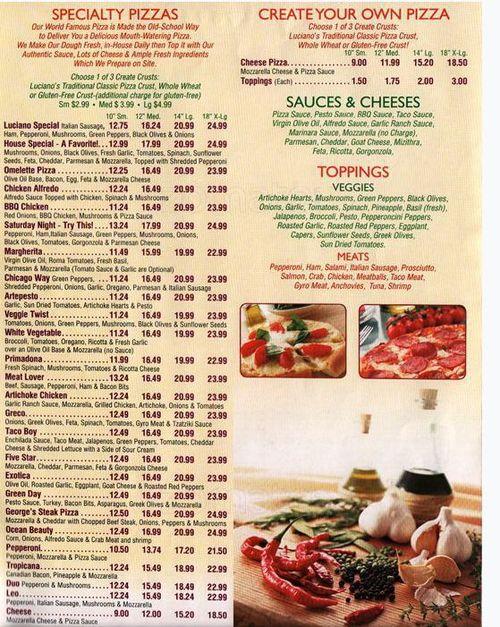 Luciano's Pizza & Pasta menu in Seattle, Washington, USA