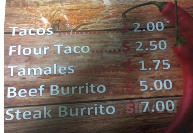 Kayla's Tacos food truck menu in Muskegon, Michigan