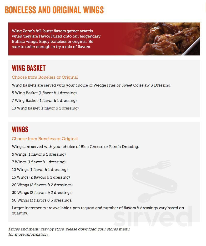 Wing Zone Nutrition Facts Besto Blog