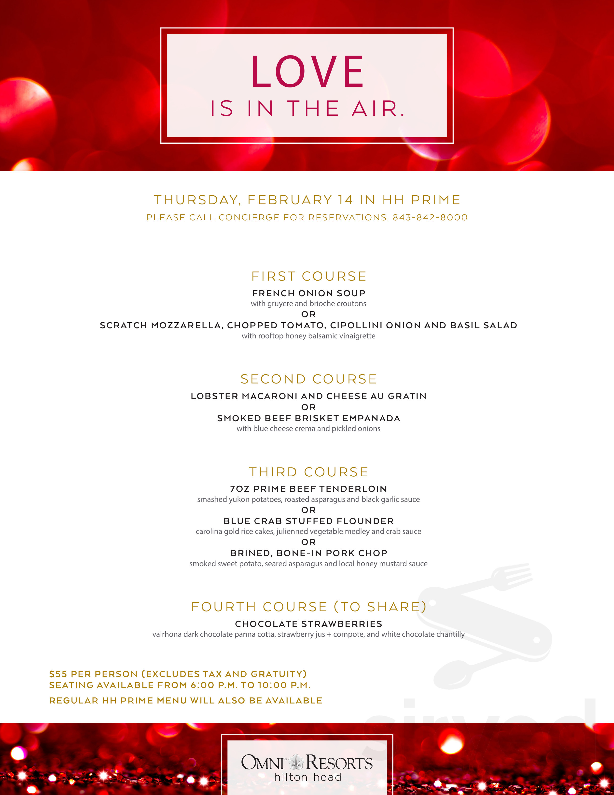 HH Prime menu in Hilton Head Island, South Carolina, USA