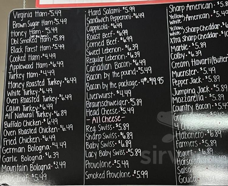 Menu for Miller's Bulk Food and Bakery in Medina, NY Sirved