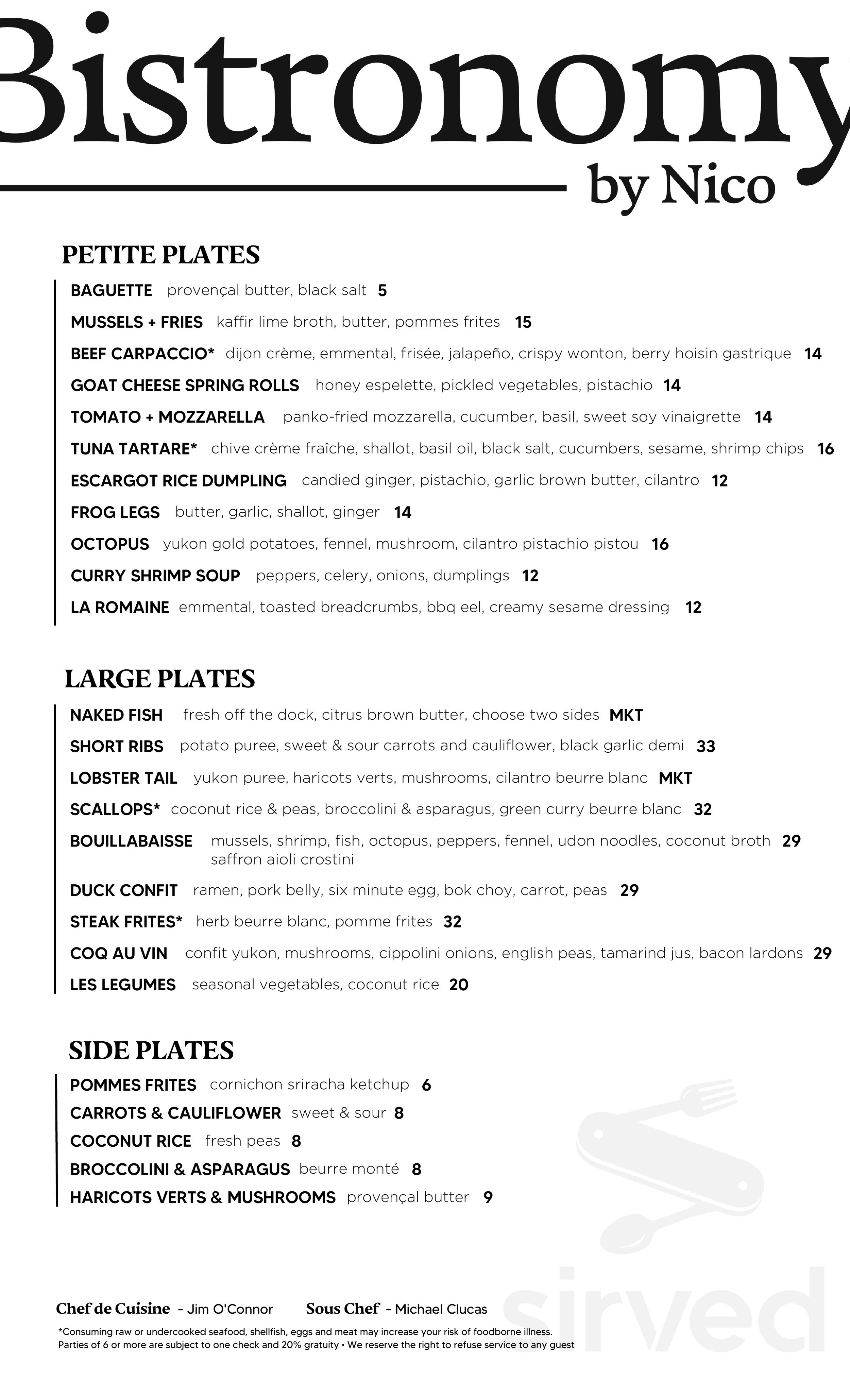 Bistronomy By Nico menu in Charleston, South Carolina, USA