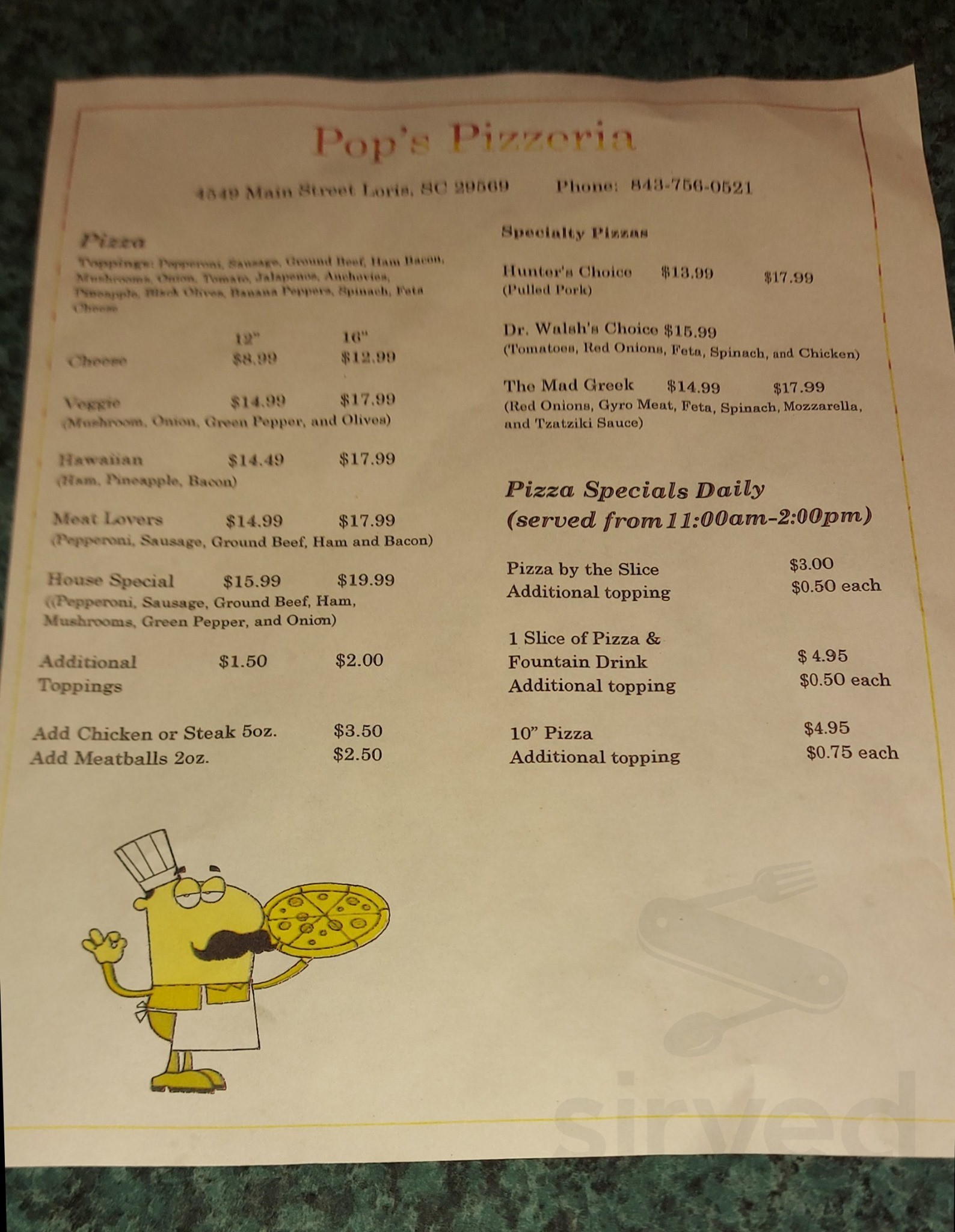 Order Pop's Pizzaria Menu Delivery【Menu & Prices】, Loris